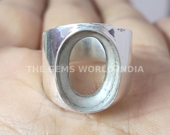 Ring 925 Silberfassung 12 x 16 mm Oval Ringgröße 6-13