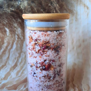 Rose Bath Salts Gift Set | Natural Vegan Epsom & Himalayan Soak with Rose Petals | Relaxing Pamper Gift