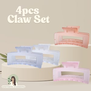 4pcs Pastel Strong Hair Claw Clip Set | Large Minimalist Hair Accessory | Thick Hair Clip | Summer Gift for Her