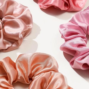 Pink Satin Scrunchies | Christmas Gift | Scrunchie Set | Hair Accessories | Gift For Her | Birthday Gift | Girls Hair Accessories