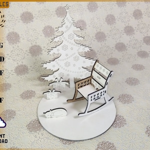 Christmas tree for laser cutting, Christmas decoration, laser art, santa gifts, Christmas vectors, laser art, vectors for laser cutting. 3mm