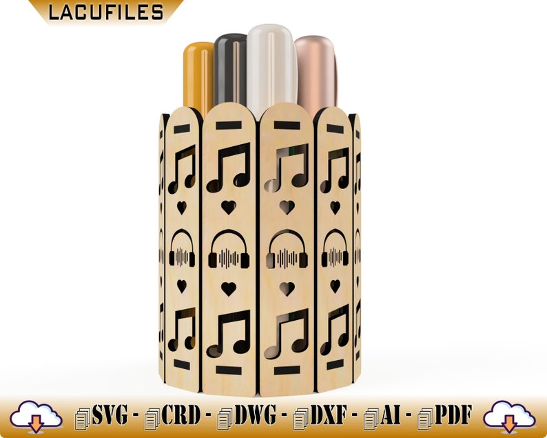 Pencup support for CNC Laser / Table Organizer for the Student / Cylindrical Box for Laser Cut / 6 Pencut Models for CNC Laser Cut / Digital image 10