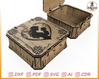 Mother's Day Laser Cut Box: Mom and Child Design (Digital Files) CNC Laser
