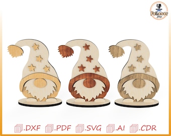 Laser Cut Christmas Gnome SVG: Holiday Elf Decoration (Digital File)