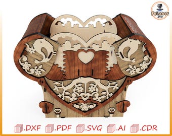 Mechanical Exploding Heart Box, Laser Cut File