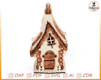 Laser cut mechanical house box | Wooden DIY File| SVG, DXF