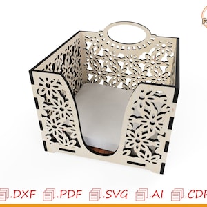 SVG Laser Cut Files, Serviettenbox für Tische 5mm SVG Laser cut Vektor für Serviettenhalter Glowforge Projekte, Laser cut Files, arte cnc