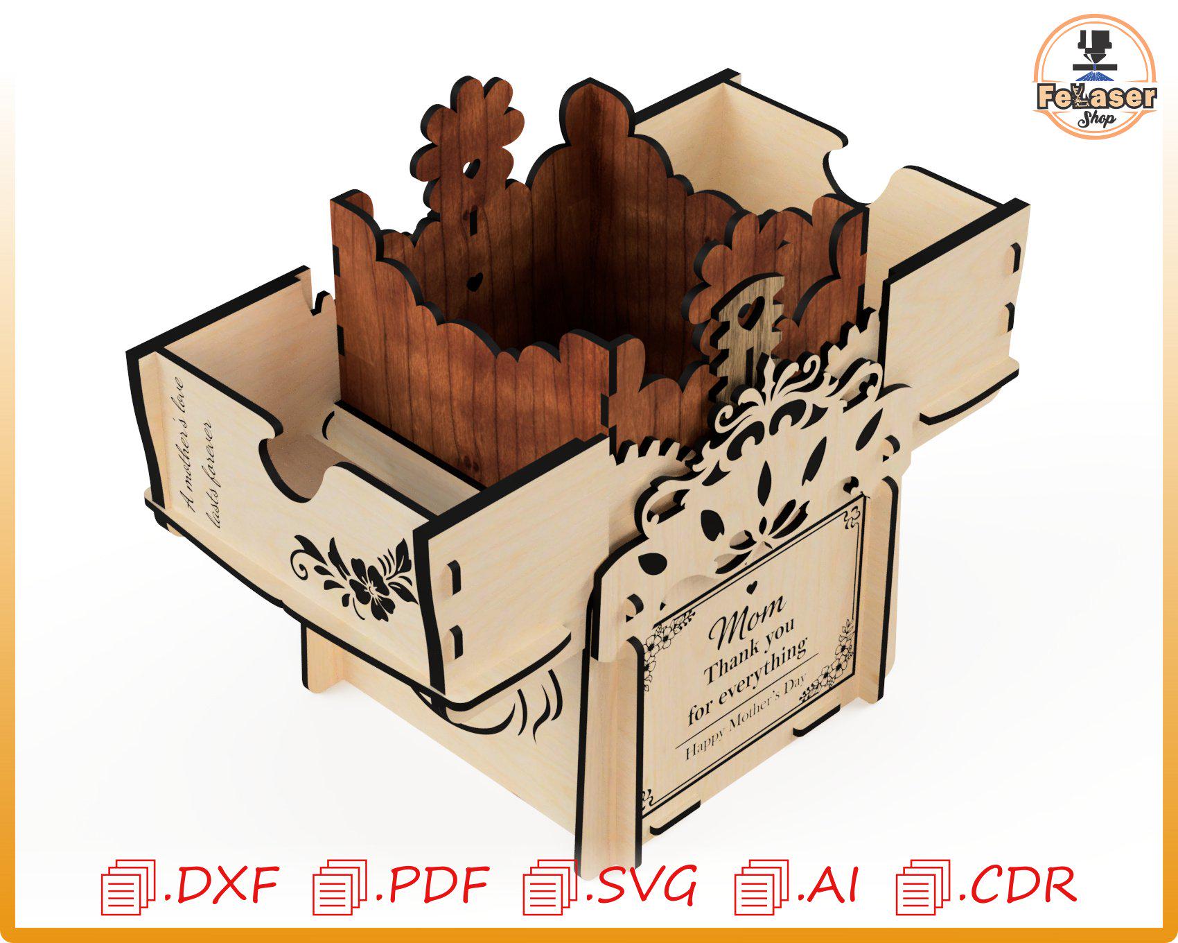 Exploding Mechanical Gift Box SVG, DXF, CDR – Mother’s Day - Etsy