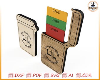 Laser Cut Wooden Card Case Template: Personalized Vector Files (Digital Download)