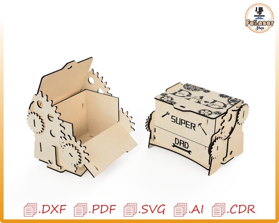 Personalized Mechanical Dad Box: Laser Cut Wood Template (Digital Download)