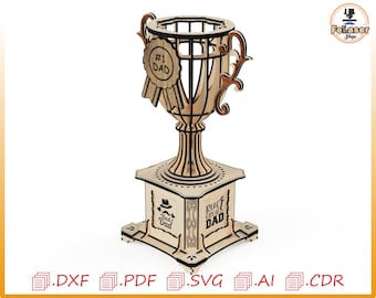 Dad Trophy Laser Cut Files, Father's Day SVG Template (Digital File)