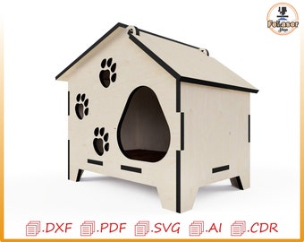 Dog house, cat house, garden decoration, Pet house for cnc laser cutting, pet vector, cat house, dog house, laser art, cutting plans cnc