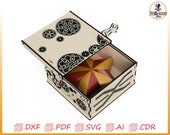 CNC Laser Cut Box Template, Mechanical Gear Design (Digital File)