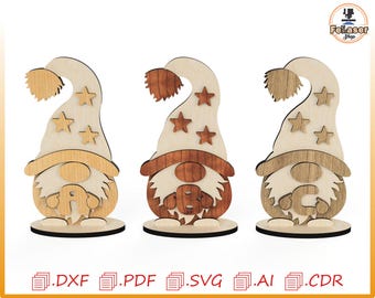 Laser Cut Christmas Gnome: SVG Ornament (Digital Download)