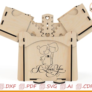 valentine's day for laser cutting,Love box,Valentine's box, SVG love, love gift,glowforge files,explosive box with gears for laser cutting.
