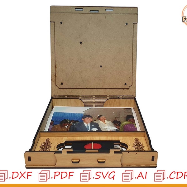 usb and photo storage, plywood wedding box for laser cutting, svg vector, love box svg , usb box, usb book box, wedding story storage,photo.