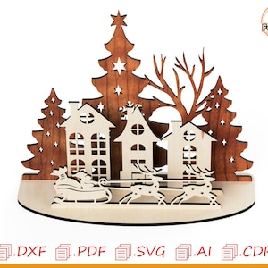 Christmas Village Laser Cut File, 3mm Plywood Templates (Digital Download)