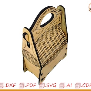 Flexible Wallet for Laser Cut, Wood Bag, Vector Bags, Live Hinged Wallet svg, Handbag Laser File, Glowforge svg, Laser Cut cnc Files. 3mm