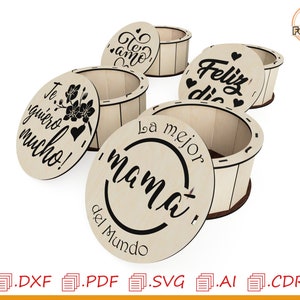 Mother&#39;s Day Gift Box (4 Styles)- Laser Cut Files - SVG+DXF+PDF+Ai - Instant Download, mom gifts store, mom box, digital art, laser cut wood