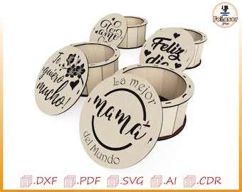 Mother's Day Gift Box (4 Styles)- Laser Cut Files - SVG+DXF+PDF+Ai - Instant Download, mom gifts store, mom box, digital art, laser cut wood