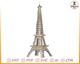 Eiffel Tower Laser Cut File: Engraving Vector Designs (Digital Files)