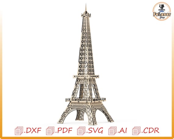 Eiffel Tower Laser Cut File: Engraving Vector Designs (Digital Files)