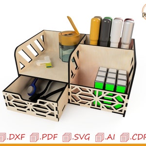 Desk organizer, student furniture, office organizer, object storage, tidy student space, gift for laser cutting, cnc art, laser templates