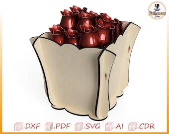 Laser Cut Flower Pot Template: SVG, CNC, Glowforge (Digital File)