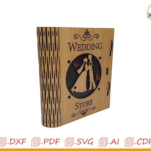 USB storage, plywood wedding box for laser cutting, svg vector, usb box, usb book box, wedding story storage, small USB box for laser cuttin