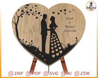 Personalized Heart Puzzle Laser Cut SVG File | Valentine Anniversary Gift