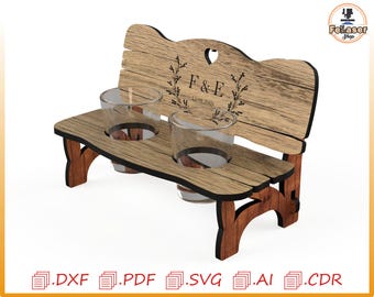 Shot Glass Holder Bench SVG | Laser Cut File (Digital Download)
