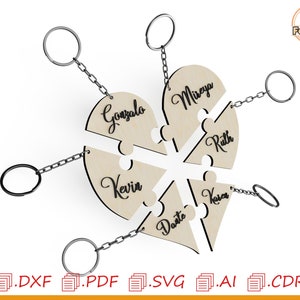Personalized Heart Puzzle Keychain--Friendship Keychain--- BFF Keychain-Custom Name Puzzle Heart Keychain-Family Keychain-Mother Gift