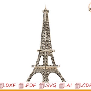 May include: A laser cut Eiffel Tower model, a detailed design with intricate details. The model is made of wood and is ready to be assembled.