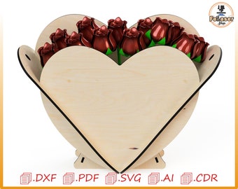 Heart for cnc laser cutting, Heart-shaped basket to assemble, Love decoration for cnc cutting, Laser cutting vectors, cnc cutting templates