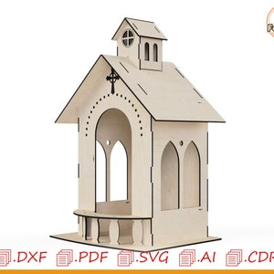 Religious house for laser cutting, church for laser cutting, decorations for religious days for laser cutting, digital files forLaserCutting