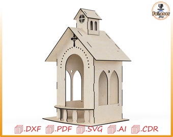 Religious house for laser cutting, church for laser cutting, decorations for religious days for laser cutting, digital files forLaserCutting