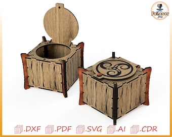 Laser cut wooden box with Lid, DXF SVG Files