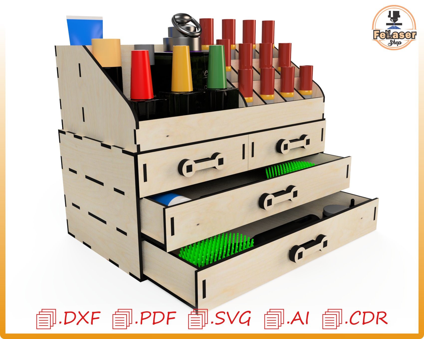 Laser Cut Makeup Organizerstorage Case for Cosmetics Etsy