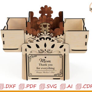 Exploding Mechanical Gift Box SVG, DXF, CDR – Mother’s Day