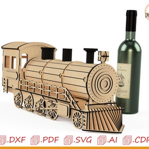 Train for laser cutting, wine box, Glowforge file, train shaped wine box laser cut files, CNC router files, SVG vector, train wine box.