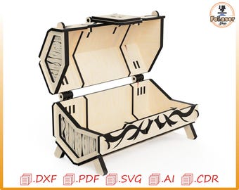HEXAGONAL Wood Chest cnc Laser Cut Box SVG, DXF