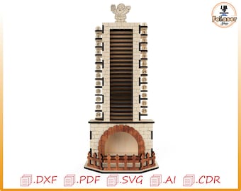 Santa Chimney Advent Calendar Laser Cut File (SVG, DXF, PDF)