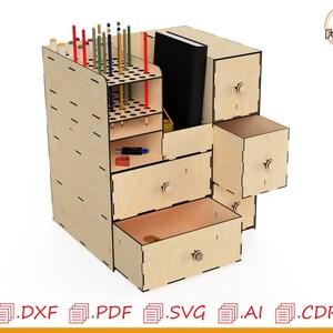 laser cut wood desk organizer, glowforge cnc pen holder, pen storage rack, laser desk furniture, cnc laser marker rack, pencil holders