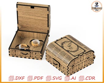 Personalized Wedding Ring Box - Laser Cut Files (svg dxf pdf ai cdr)