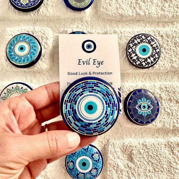 Evil Eye Magnet, House Protection, Fridge Magnet, New Home Gifts, Glass Evil Eye, Talisman Home  Decor, Kitchen Magnet, Nazar, Gifts for her