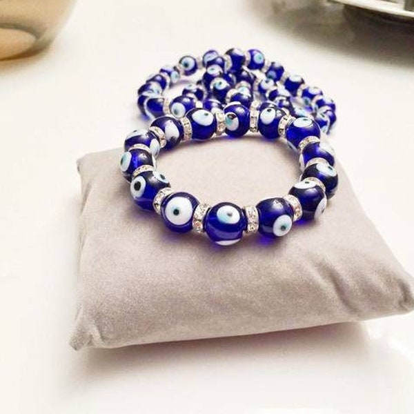 Evil Eye Bead Bracelet, Blue Evil Eye Bracelet, Protection Bracelet, Glass Evil Eye, Greek Bracelet for Good Luck, Nazar, Turkish Bracelet