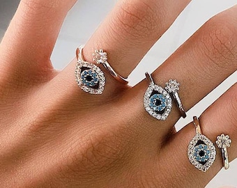 URONE Anello Con Occhio Turco In Argento Sterling 925 - Amuleto Nazar Portafortuna - Regalo Per Donna In Scatola Gioielli - 2