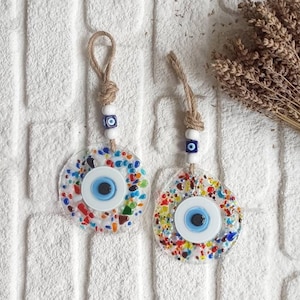 Stained Glass Window Hanging, Evil Eye Home Decor, Evil Eye Wall Hanging, Fused Glass Art, House Protection, Door Decor, Nazar, Home Gifts