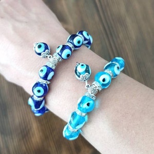 Glass Evil Eye Bracelet, Nazar Bracelet, Evil Eye Armband, Blue Evil Eye Bracelet, Protection, Turkish Bracelet, Good Luck Bracelet