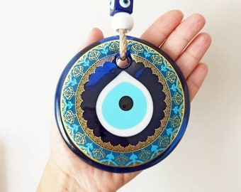 Evil Eye Wall Hanging, Glass Wall Decor, Evil Eye Room, Door Decoration, Turkish Eye,  Nazar, Spiritual, Evil Eye Art, House Protection